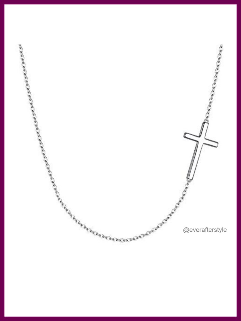 Sterling Silver Sideways Cross Choker Necklace 18 Inches